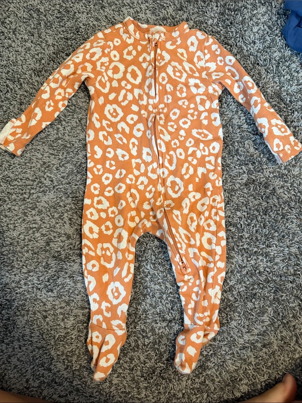 Old Navy Orange and White Leopard-Print Footed One-Piece